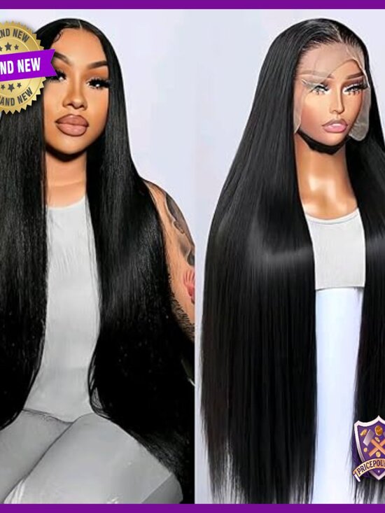 36 Inch Straight Human Hair Lace Front Wig 13x6 HD Transparent Lace main image 6
